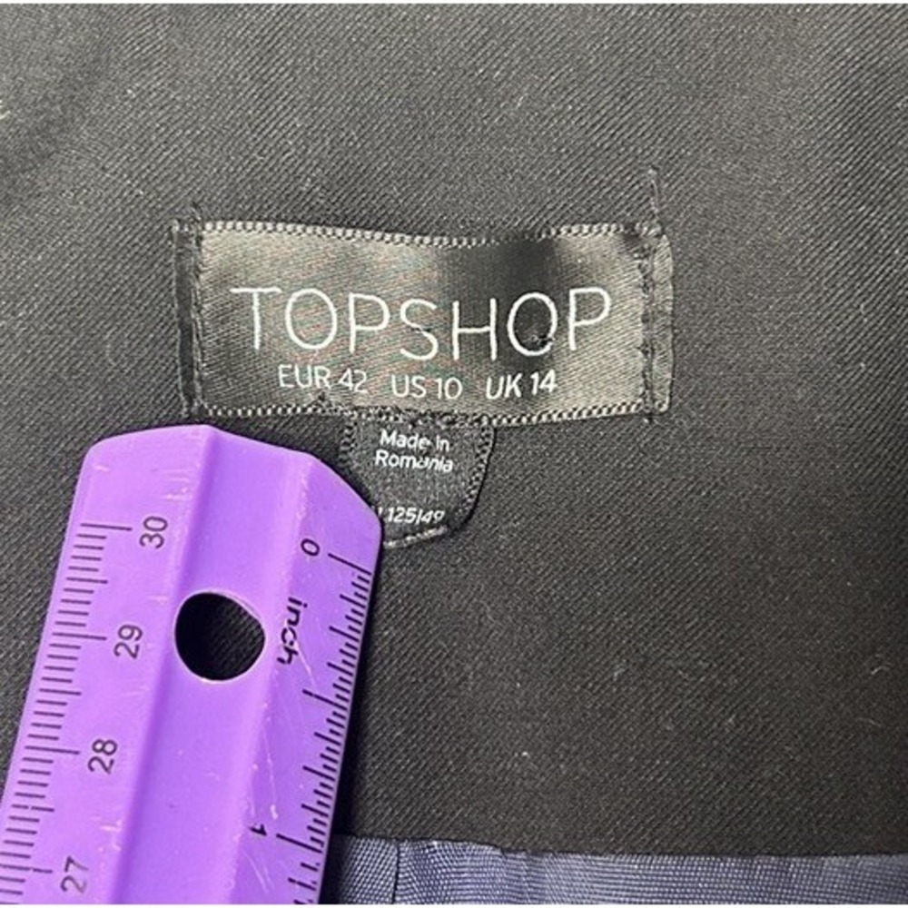 Topshop Button Down Solid Black Casual Office Lon… - image 3